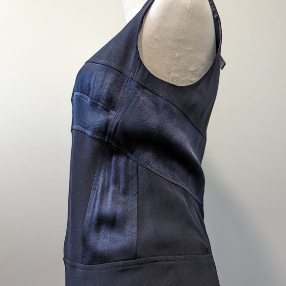 JOSEPH Navy Satin Crepe Midi Dress - Picture 7 of 14